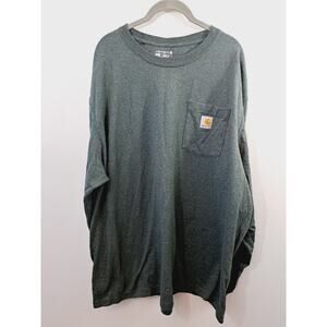 Carhartt Gray Green Loose Fit Heavyweight Long-Sleeve Pocket T-Shirt Size 2XL